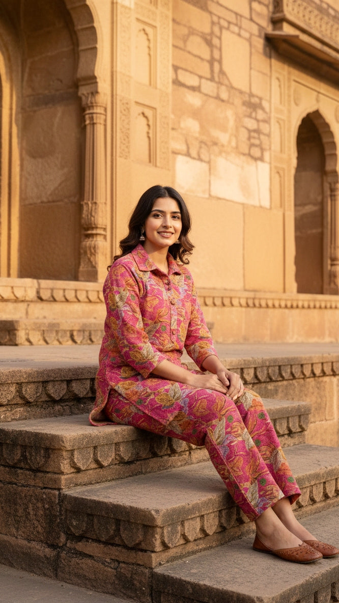 Elegant Pashmina Woolen Co-ord Set for Indian Women – Cozy Winter Style