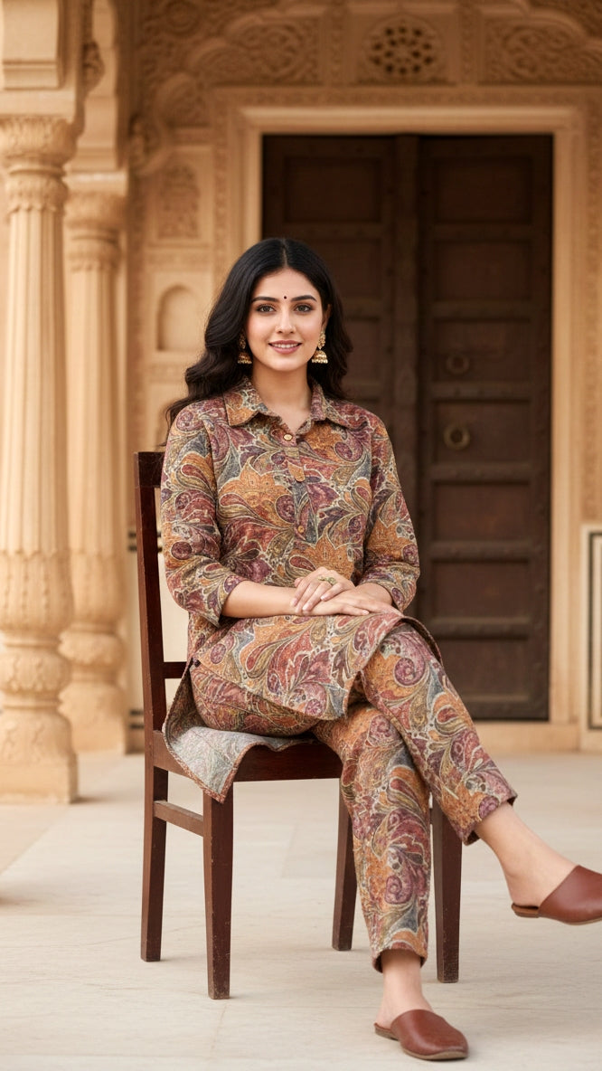 Elegant Pashmina Woolen Co-ord Set for Indian Women – Cozy Winter Style