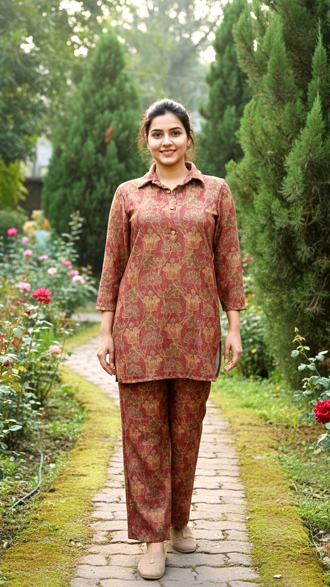 Elegant Pashmina Woolen Co-ord Set for Indian Women – Cozy Winter Style