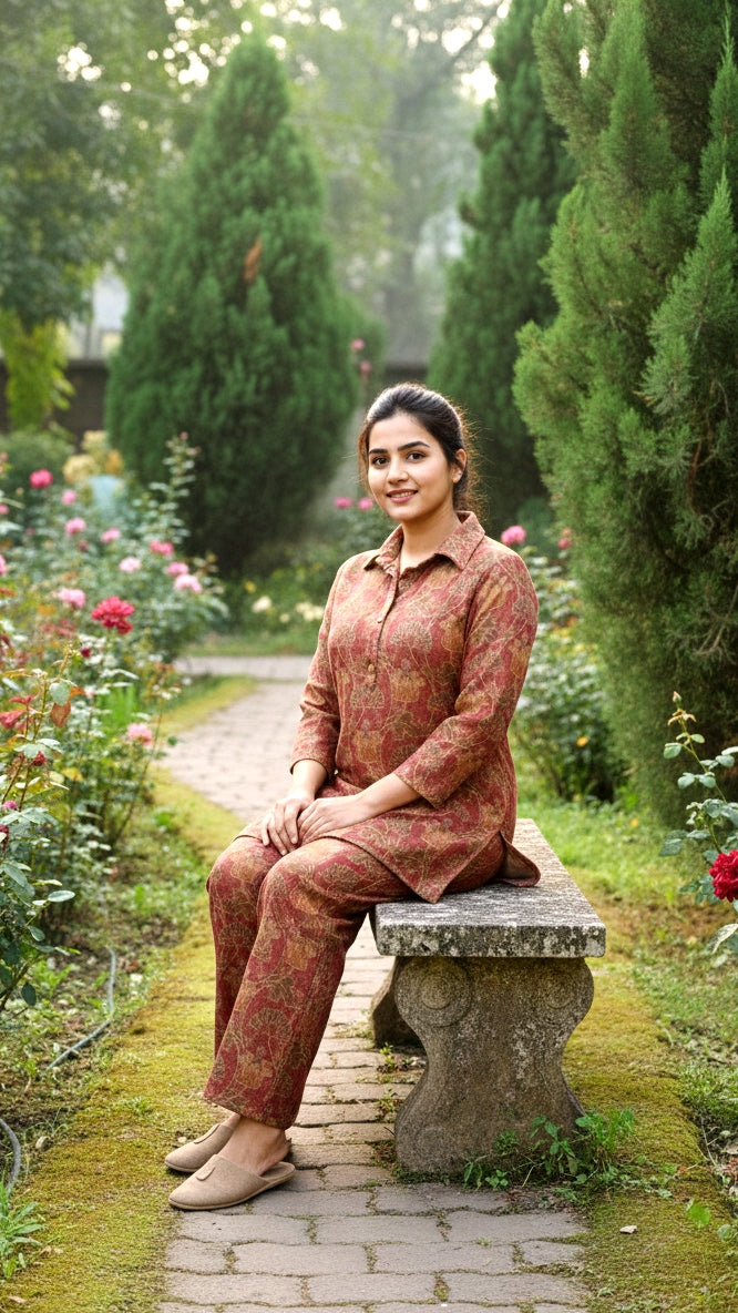 Elegant Pashmina Woolen Co-ord Set for Indian Women – Cozy Winter Style