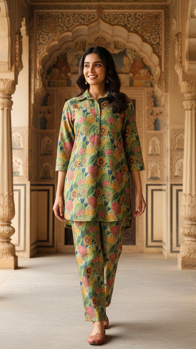 Elegant Pashmina Woolen Co-ord Set for Indian Women – Cozy Winter Style