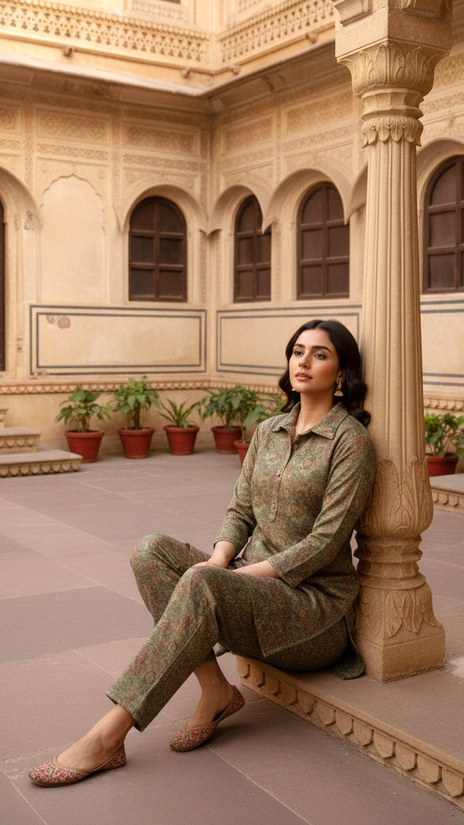 Elegant Pashmina Woolen Co-ord Set for Indian Women – Cozy Winter Style