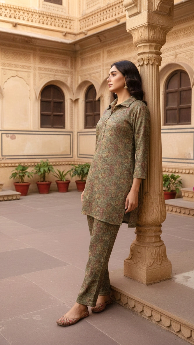 Elegant Pashmina Woolen Co-ord Set for Indian Women – Cozy Winter Style