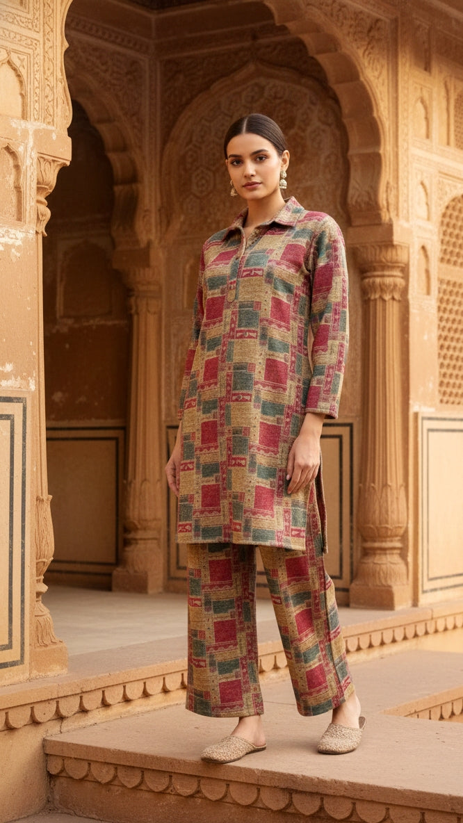 Elegant Pashmina Woolen Co-ord Set for Indian Women – Cozy Winter Style