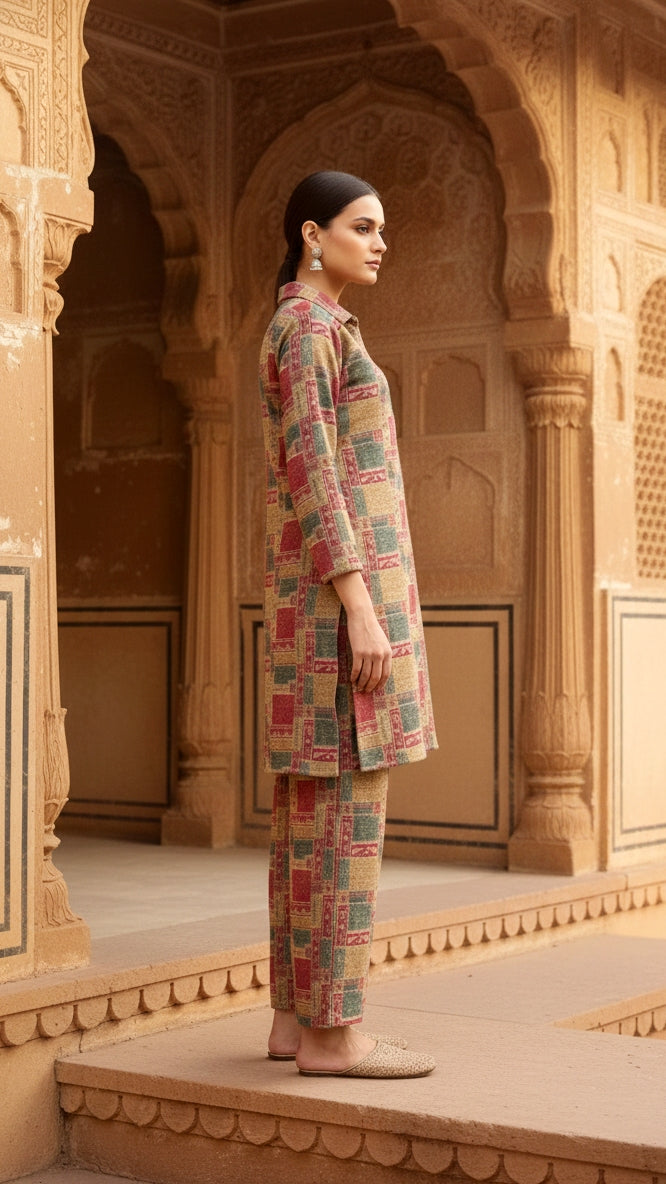 Elegant Pashmina Woolen Co-ord Set for Indian Women – Cozy Winter Style