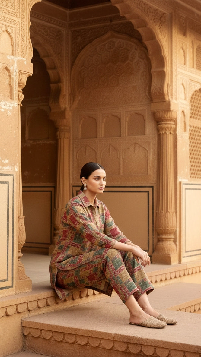 Elegant Pashmina Woolen Co-ord Set for Indian Women – Cozy Winter Style