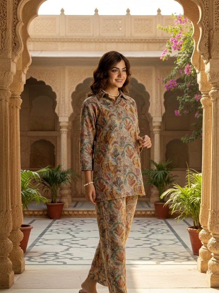 Elegant Pashmina Woolen Co-ord Set for Indian Women – Cozy Winter Style