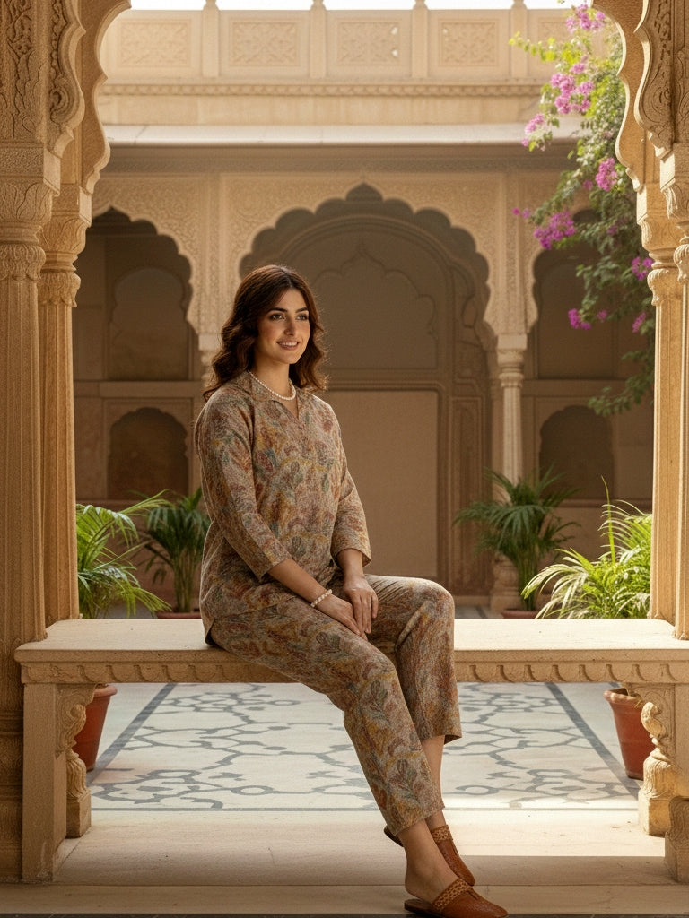 Elegant Pashmina Woolen Co-ord Set for Indian Women – Cozy Winter Style