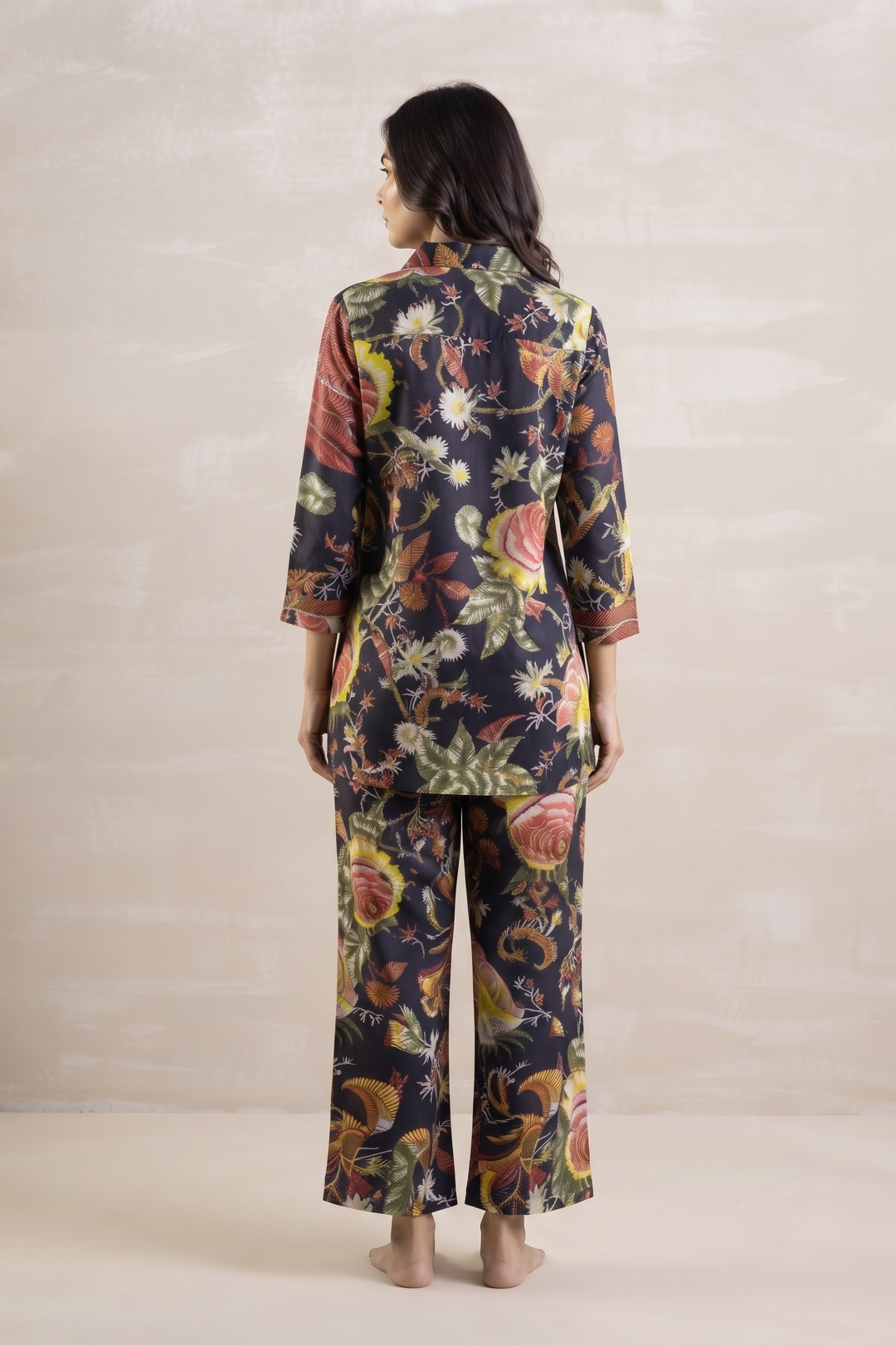 Black Floral Party Cotton Coord Set