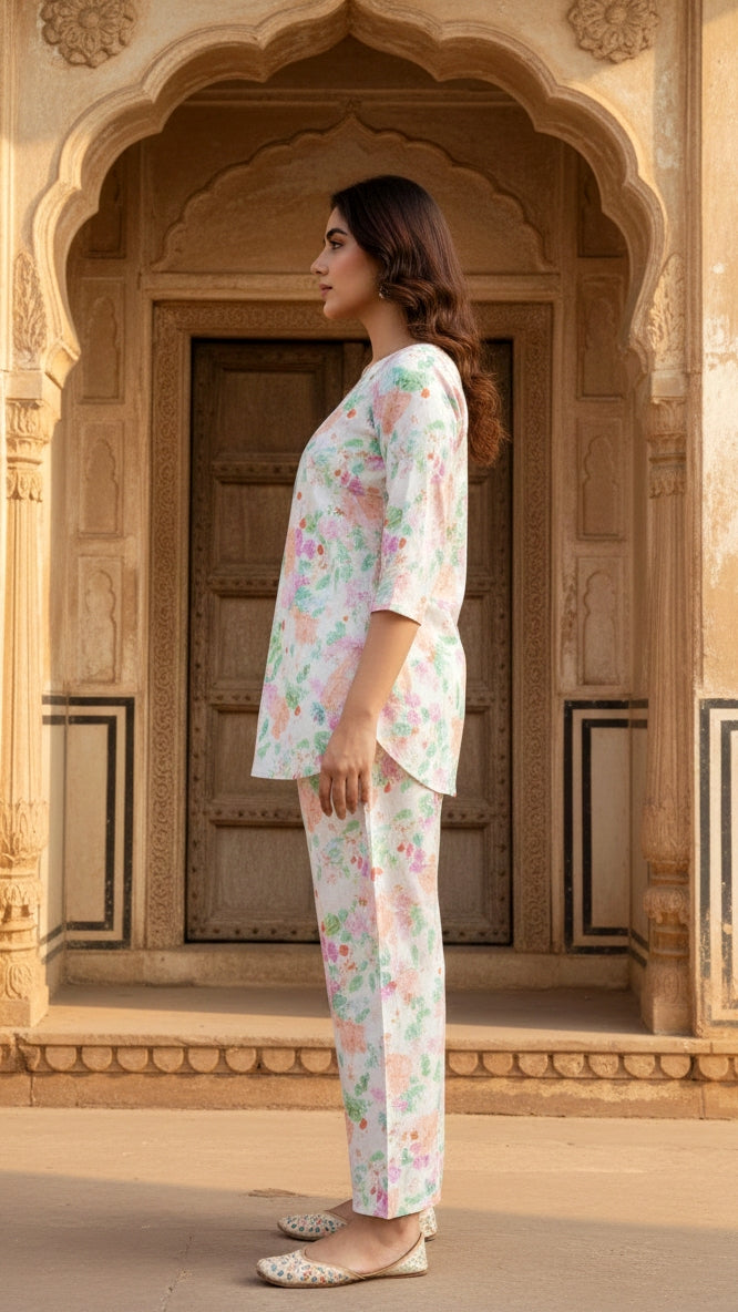 Floral Jaal Cotton Printed Co-ord Set