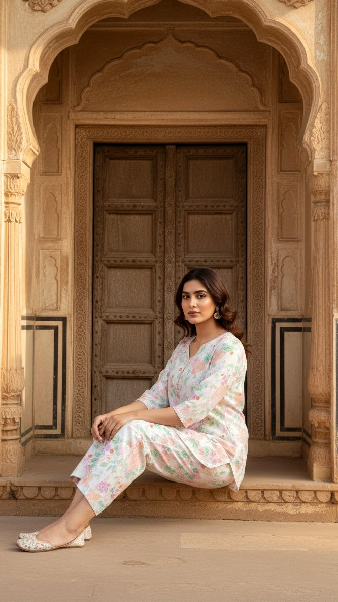 Floral Jaal Cotton Printed Co-ord Set