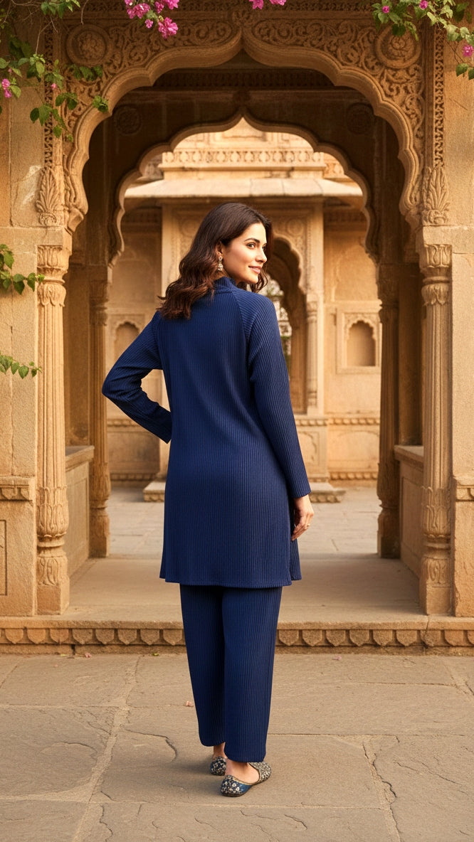 BLUE Pleated Cord Set