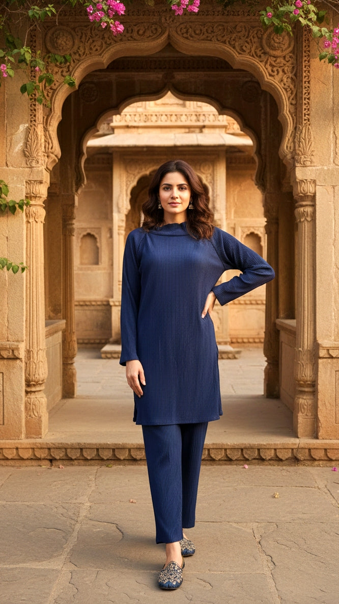 BLUE Pleated Cord Set