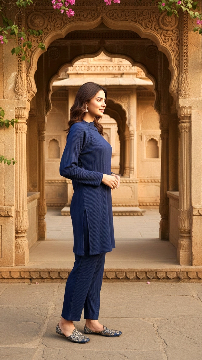 BLUE Pleated Cord Set