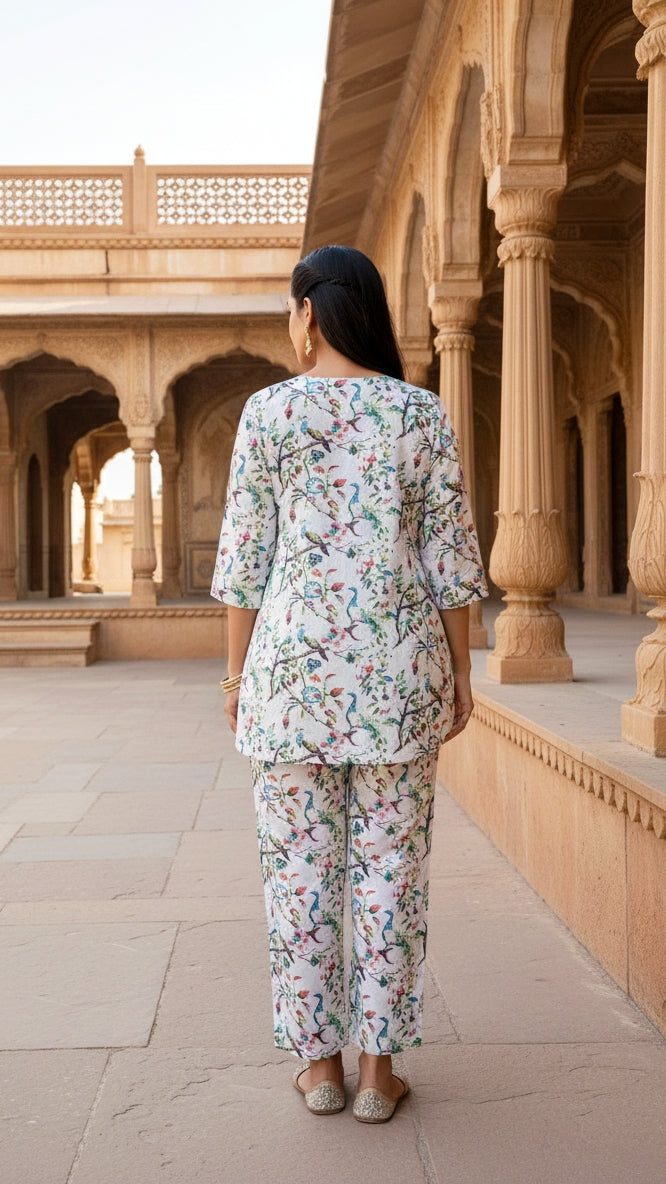 Print Cotton Co-ord Set - Top & TrouserS