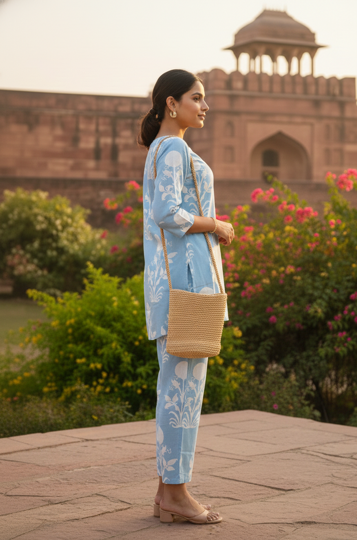 Print Cotton Co-ord Set - Top & Trouser