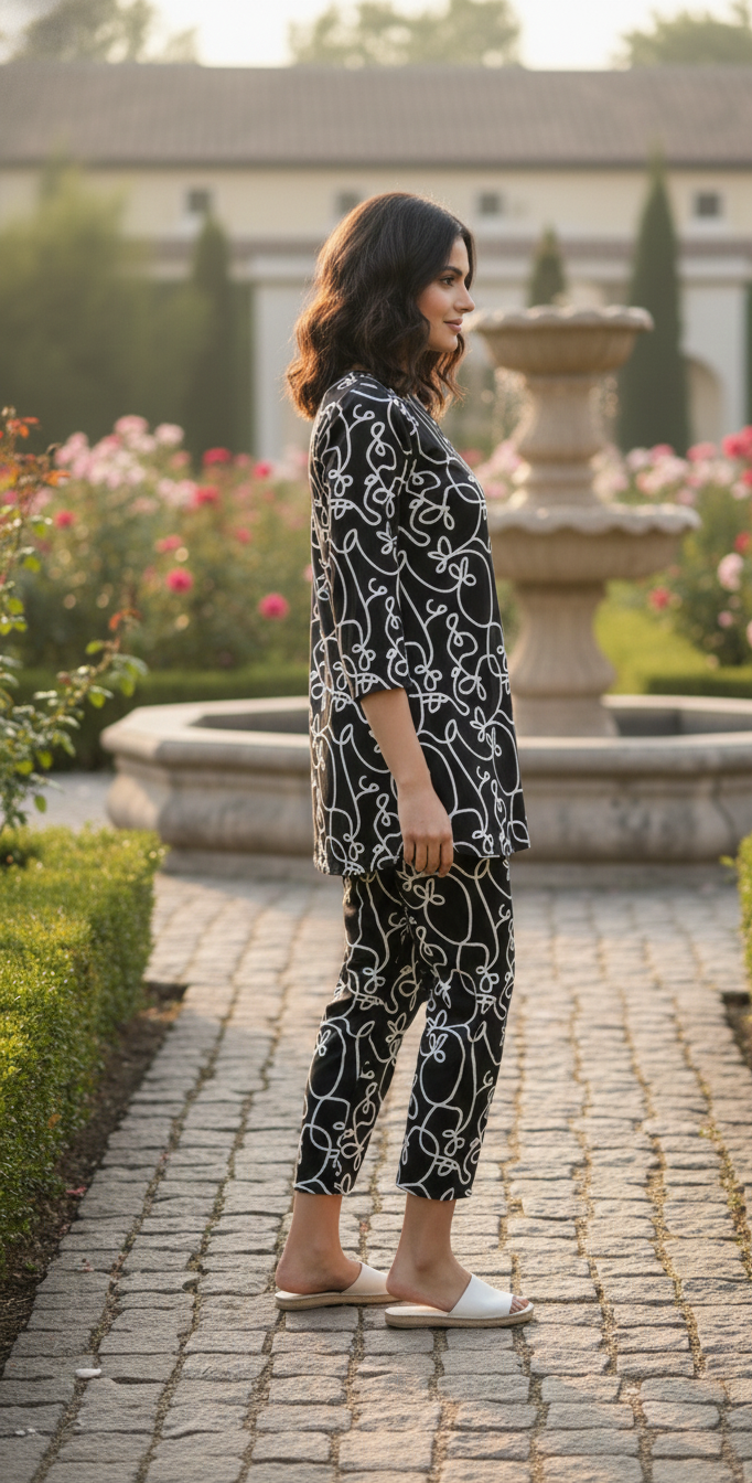 BLACK Printed Co-ord Set