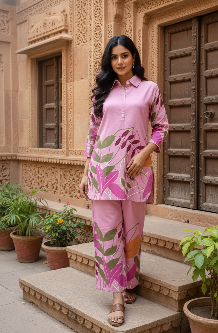 solid printed cotton cord set