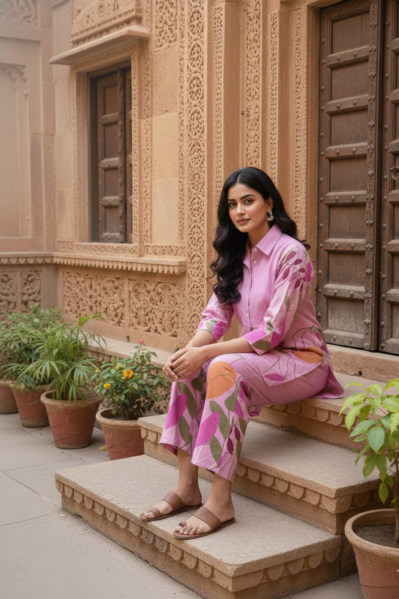 solid printed cotton cord set