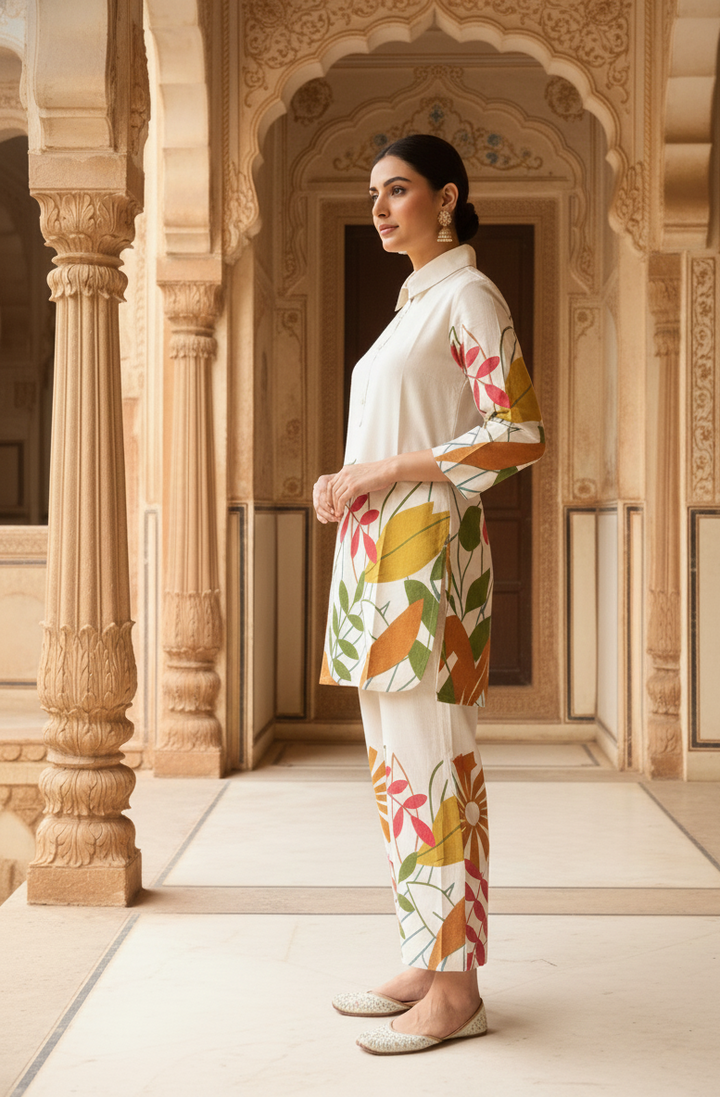 solid printed cotton cord set