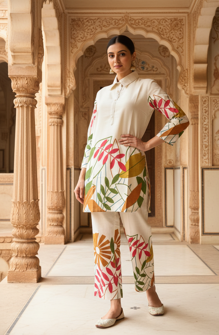 solid printed cotton cord set