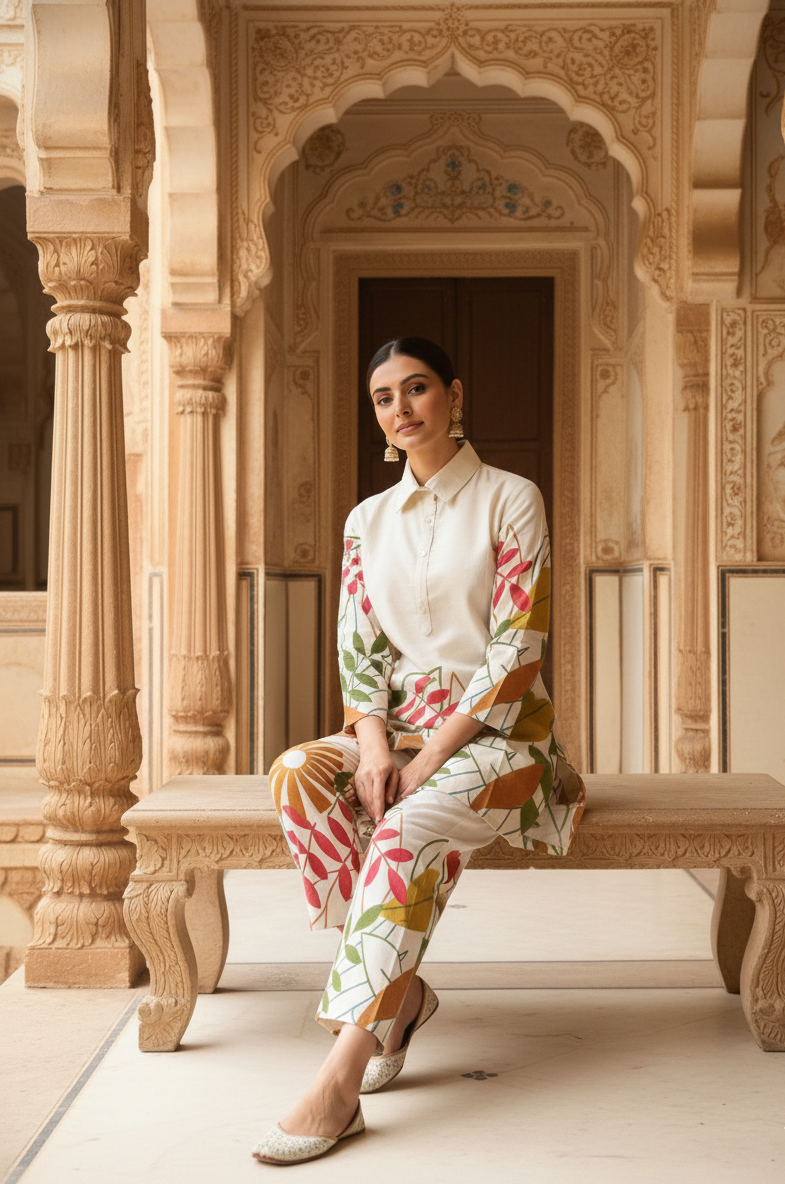 solid printed cotton cord set