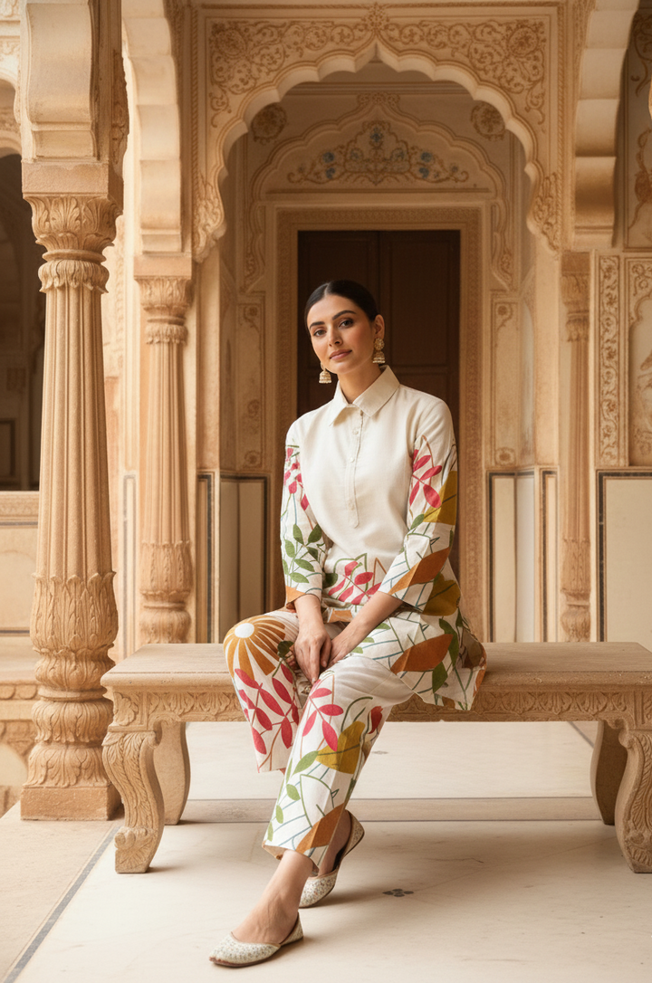 solid printed cotton cord set