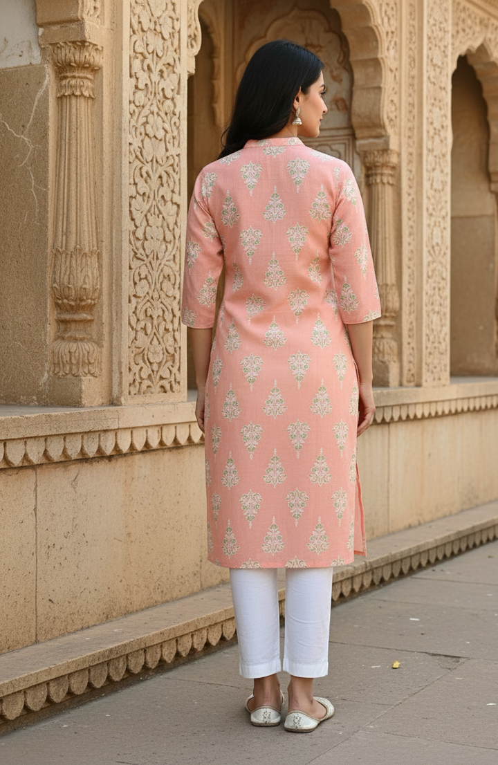 Elegant Peach Ethnic Kurti – Soft & Stylish Fit