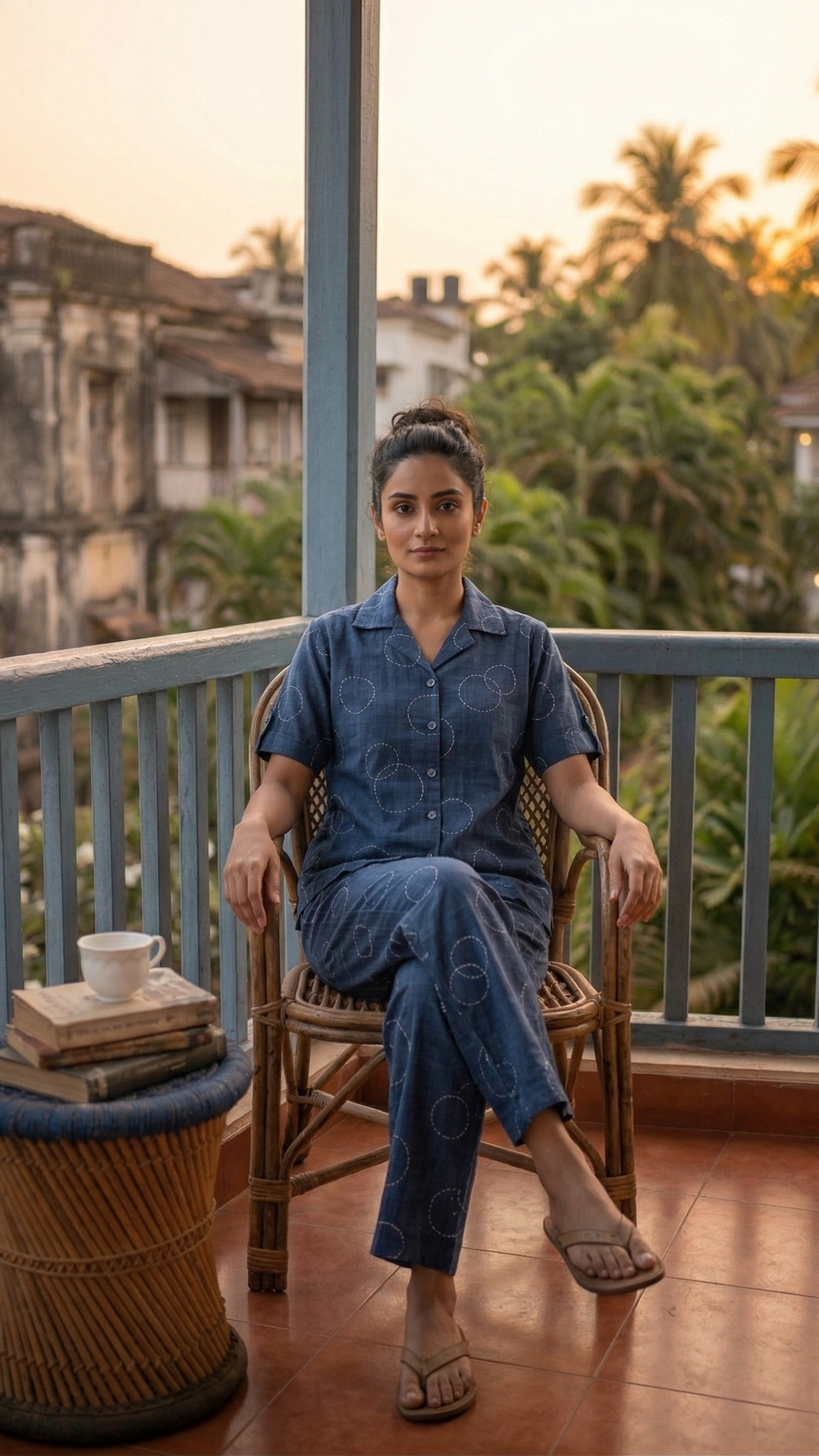 Midnight Orbit Cotton Co-ord Set – Relaxed Luxe Shirt & Flow Pants Ensemble