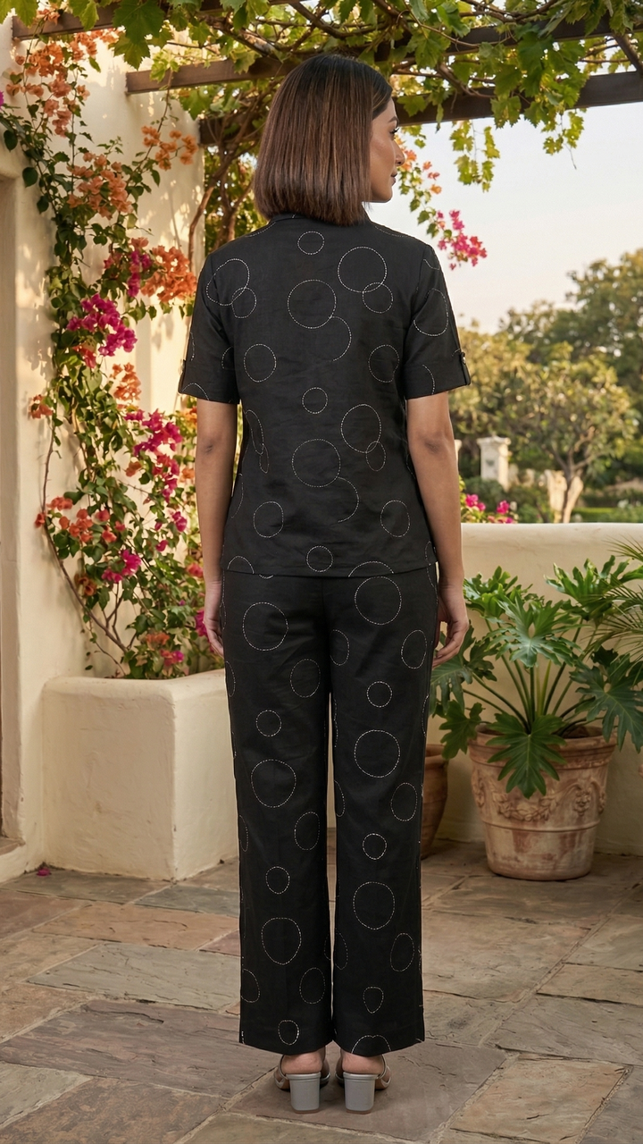 Noir Orbit Cotton Co-ord Set – Elevated Everyday Luxe Ensemble