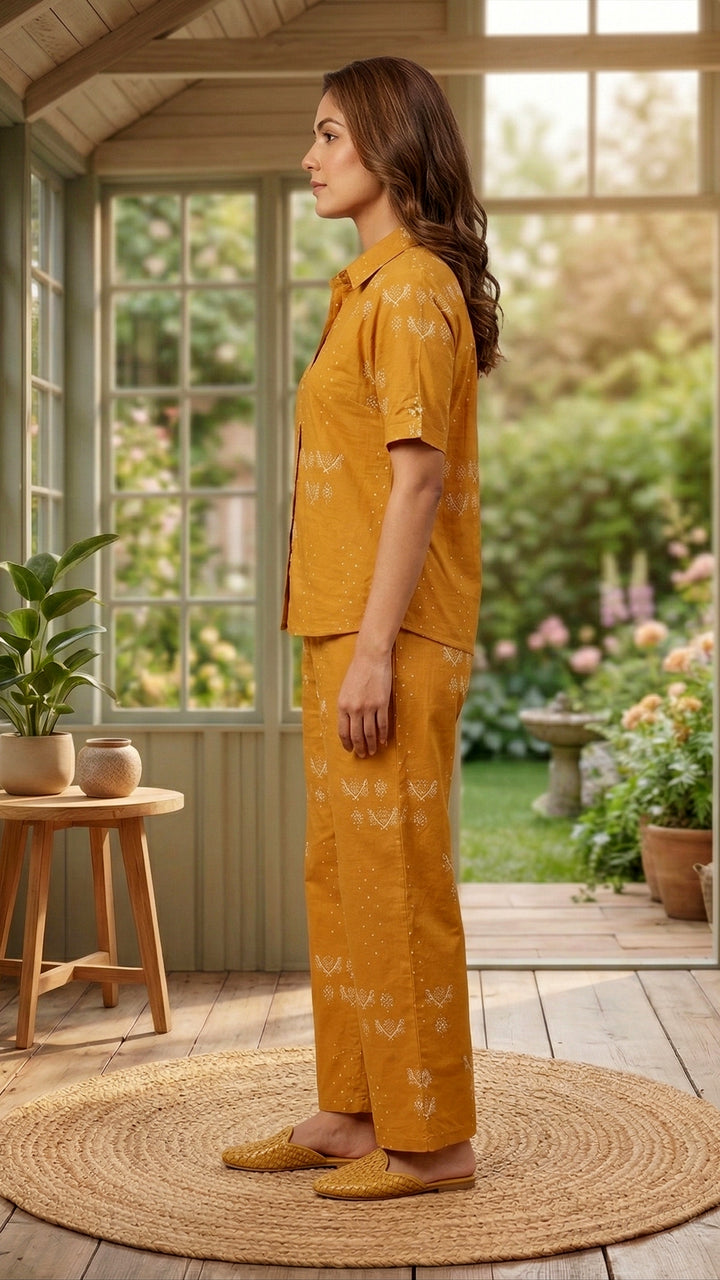 Saffron Bloom Cotton Co-ord Set – Soft Ethnic Everyday Luxe