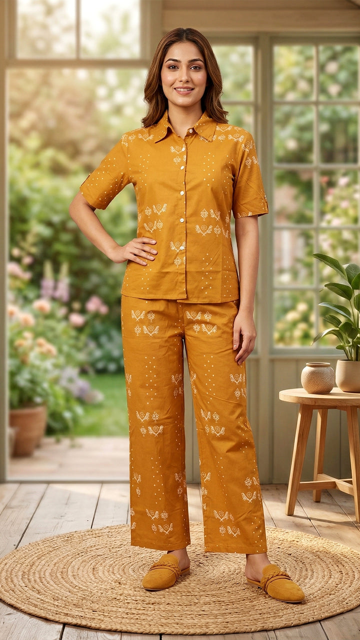 Saffron Bloom Cotton Co-ord Set – Soft Ethnic Everyday Luxe