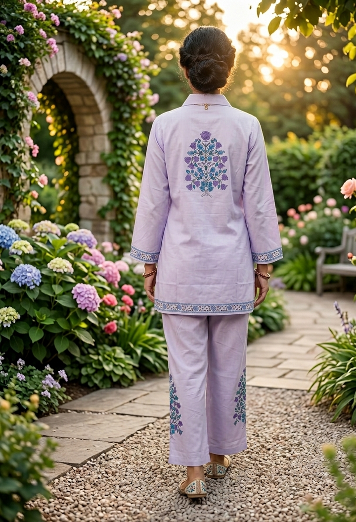 Lavender Whisper – Handcrafted Floral Co-Ord Set