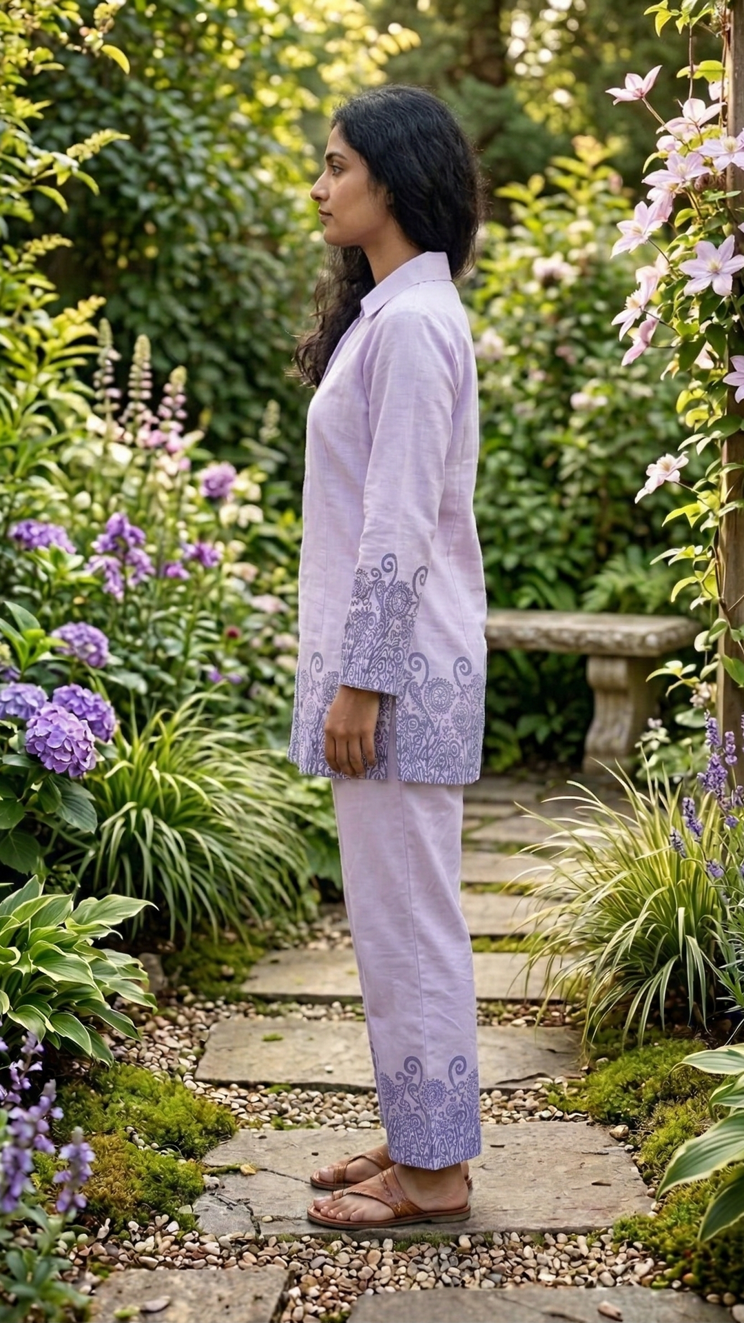 Lavender Muse – Handblock Cotton Co-Ord Set