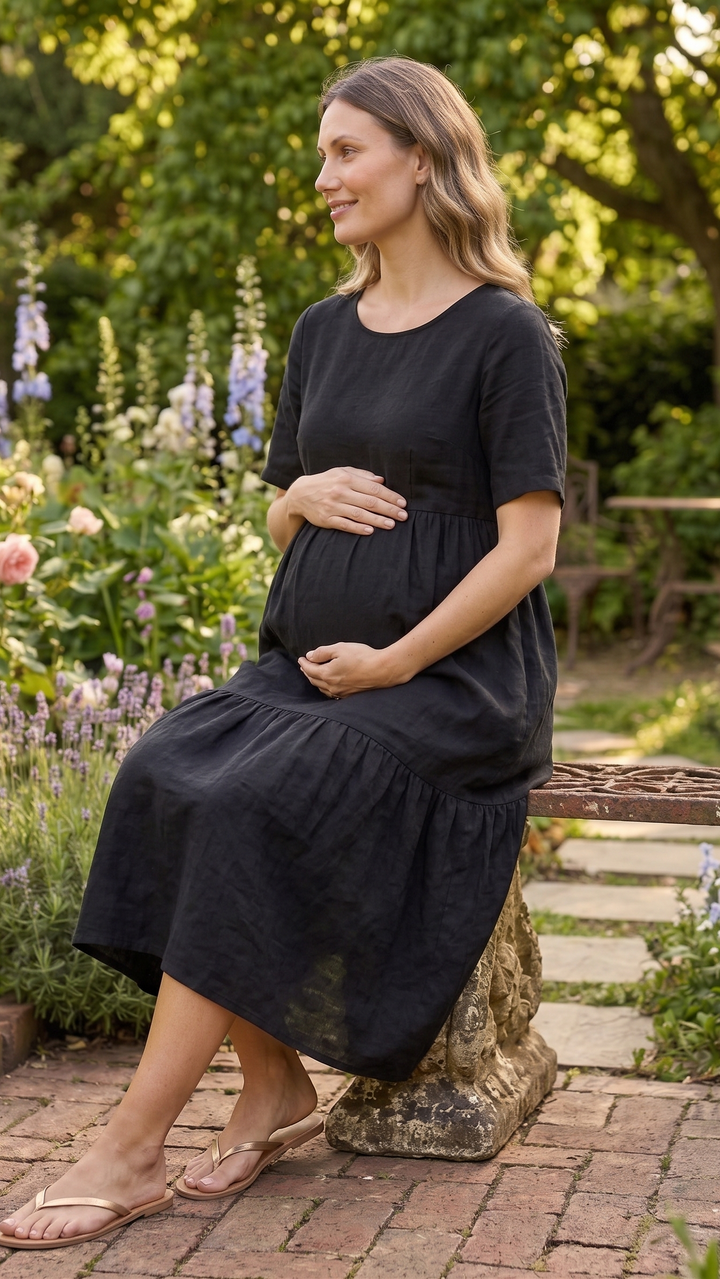 Black Cotton Maternity Dress