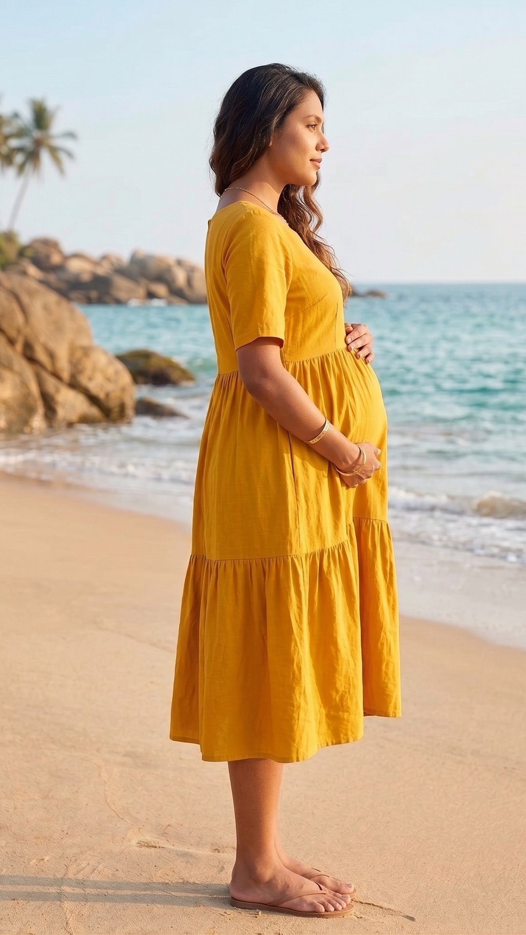 Sunlit Glow Maternity Cotton Dress