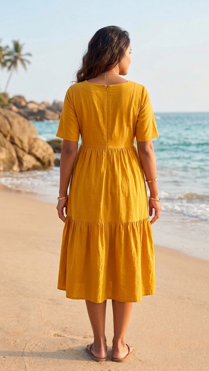 Sunlit Glow Maternity Cotton Dress
