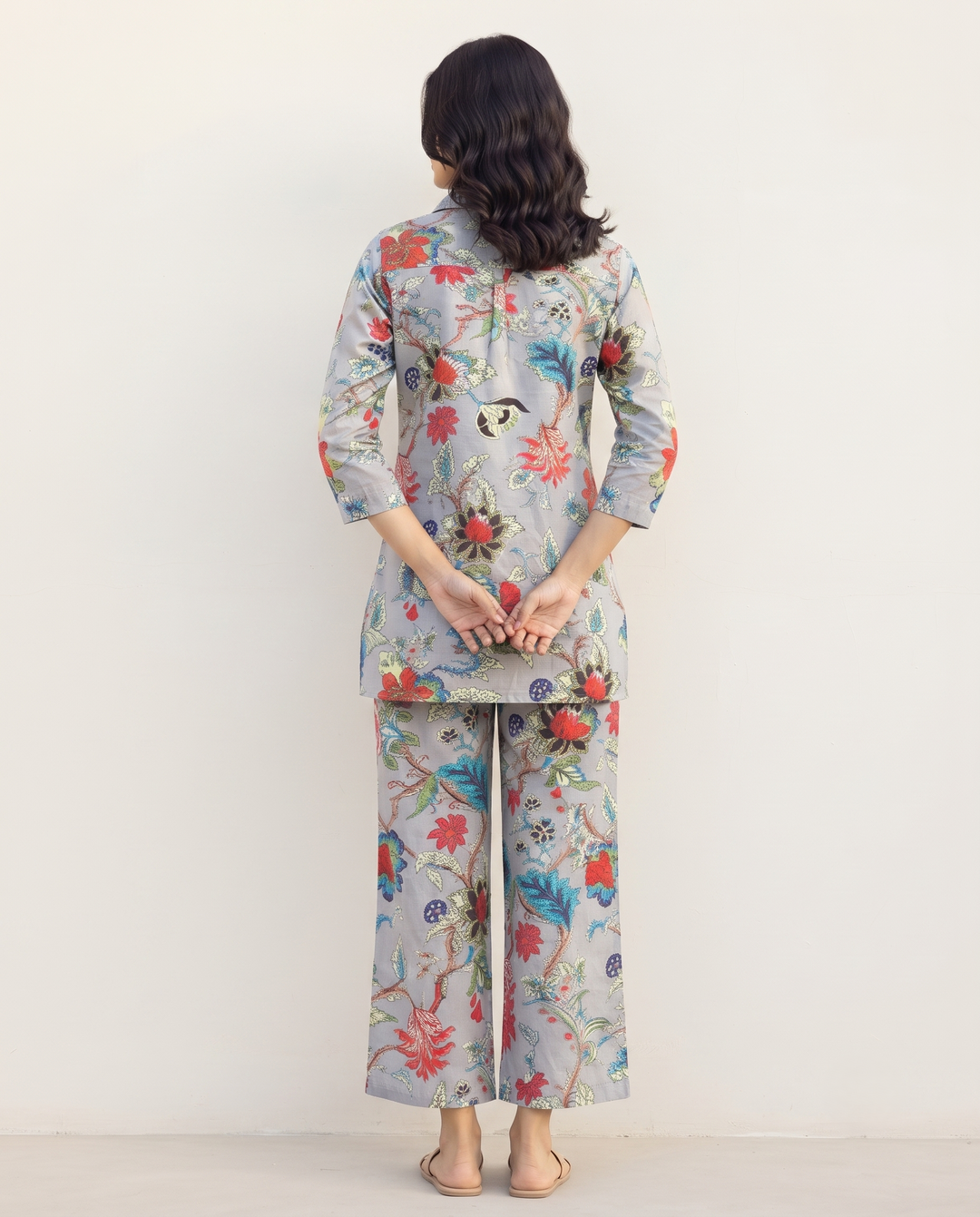 Lite Blue Floral Cotton Coord Set