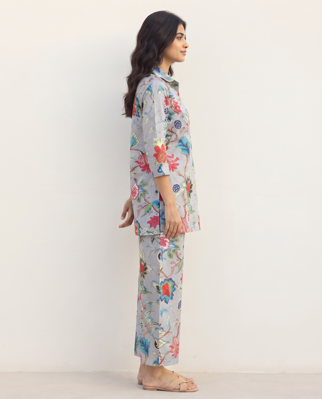 Lite Blue Floral Cotton Coord Set