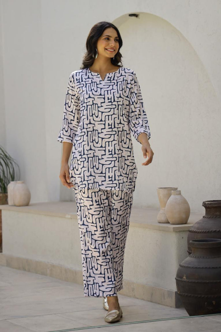 Abstract blue & white co-ord set