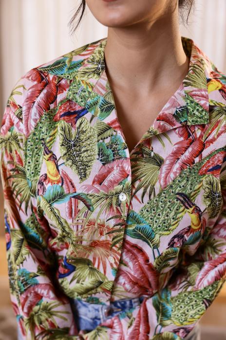 Women's Tropical Jungle Print Shirt - Bold & Vibrant | Women's Shirt | Shop stylish women's clothing online at Label Flavia |