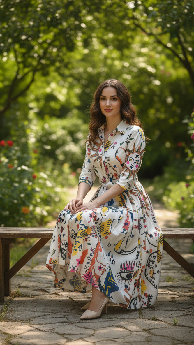 Bohemian Mystic Print Midi Dress