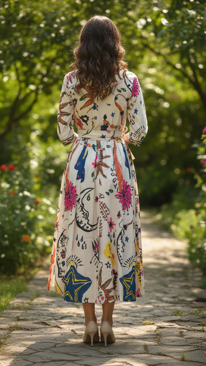 Bohemian Mystic Print Midi Dress