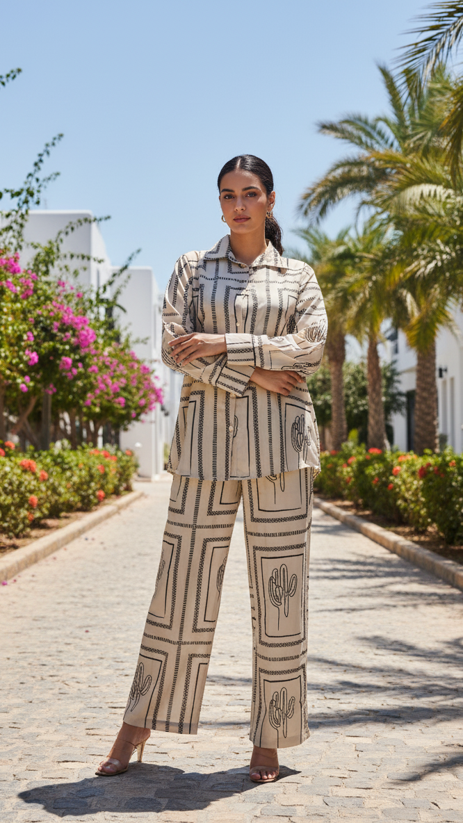 Structured Stripe & Cactus Loungewear