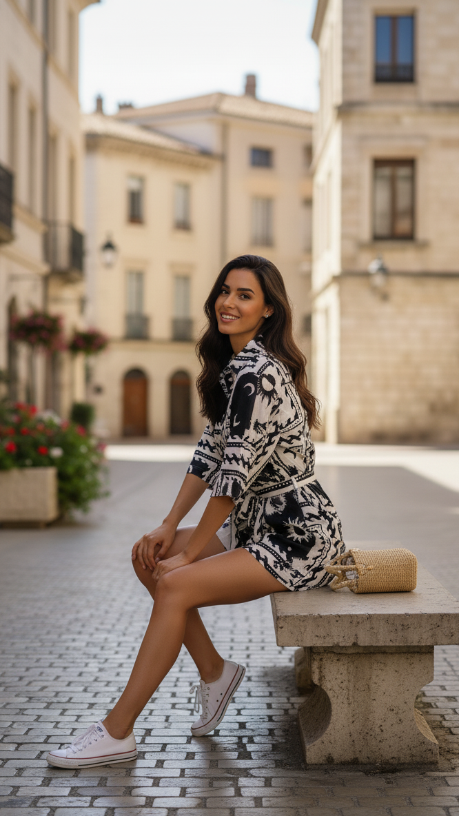 Sun & Moon Button-Up Playsuit