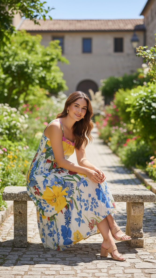 Vibrant Yellow & Blue Summer Sundress