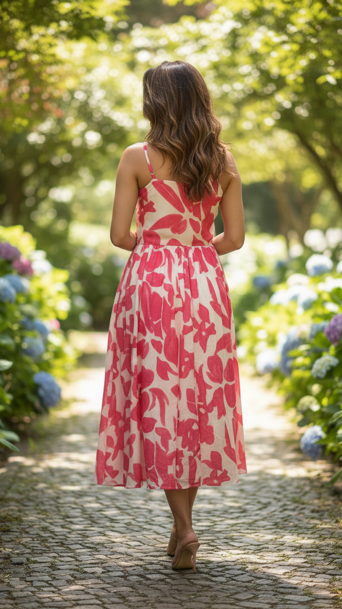 The Abstract Petal Print Camisole Dress