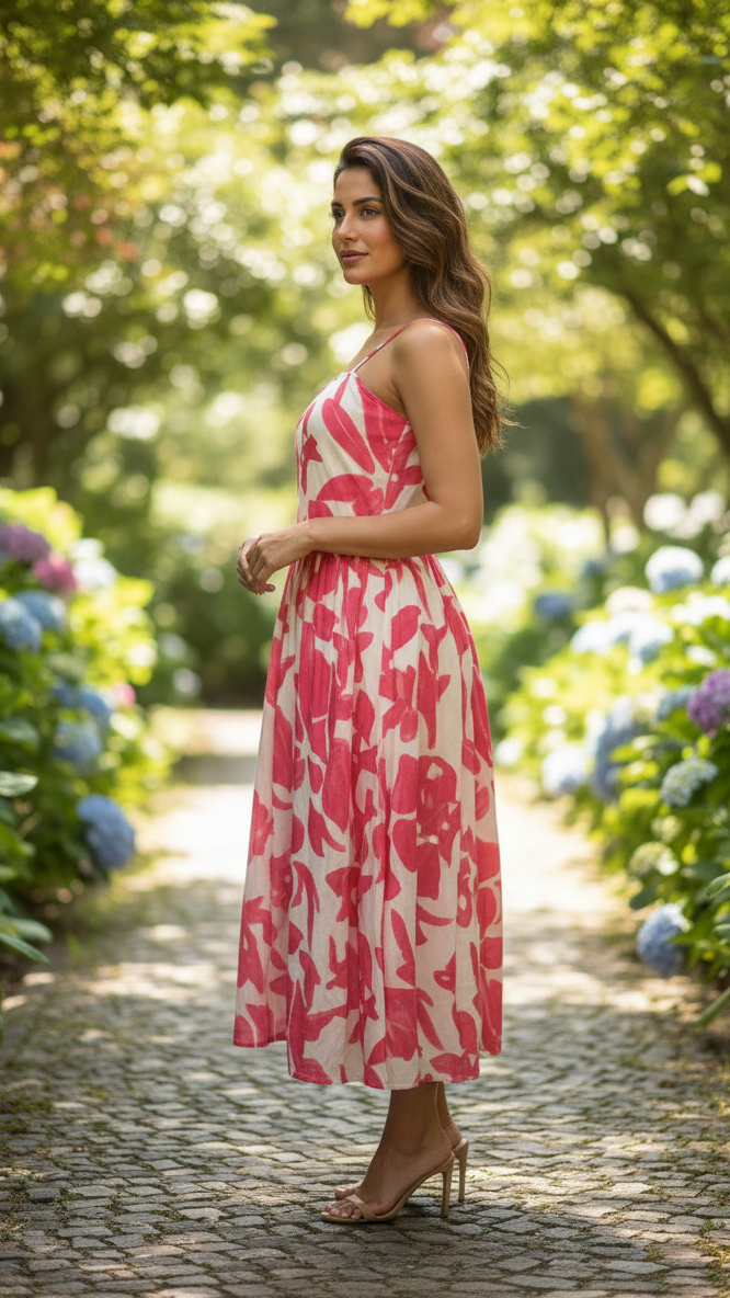 The Abstract Petal Print Camisole Dress