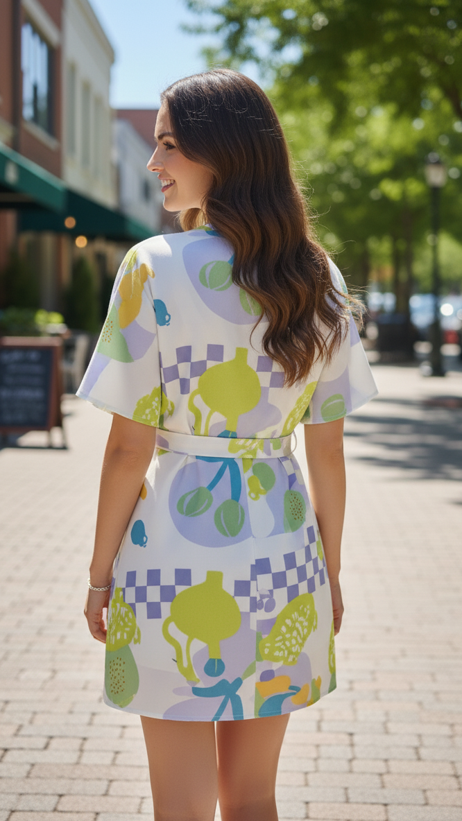 Vibrant V-Neck Kimono Sleeve Wrap