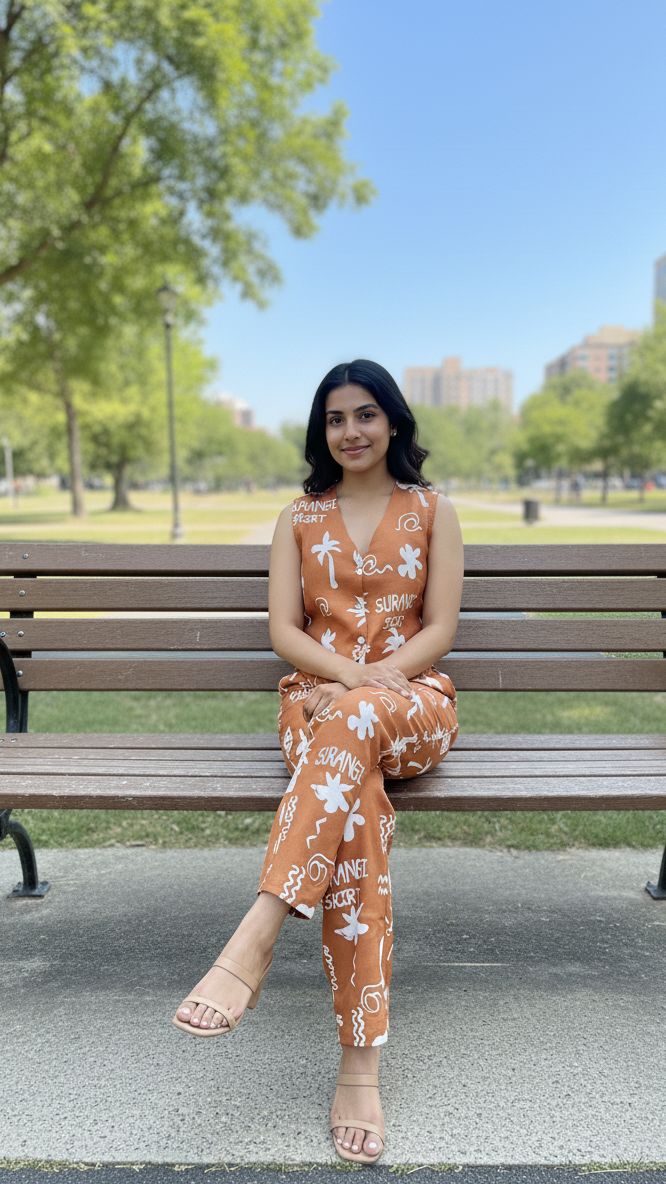 Ginger-Printed Tropical Two-Piece